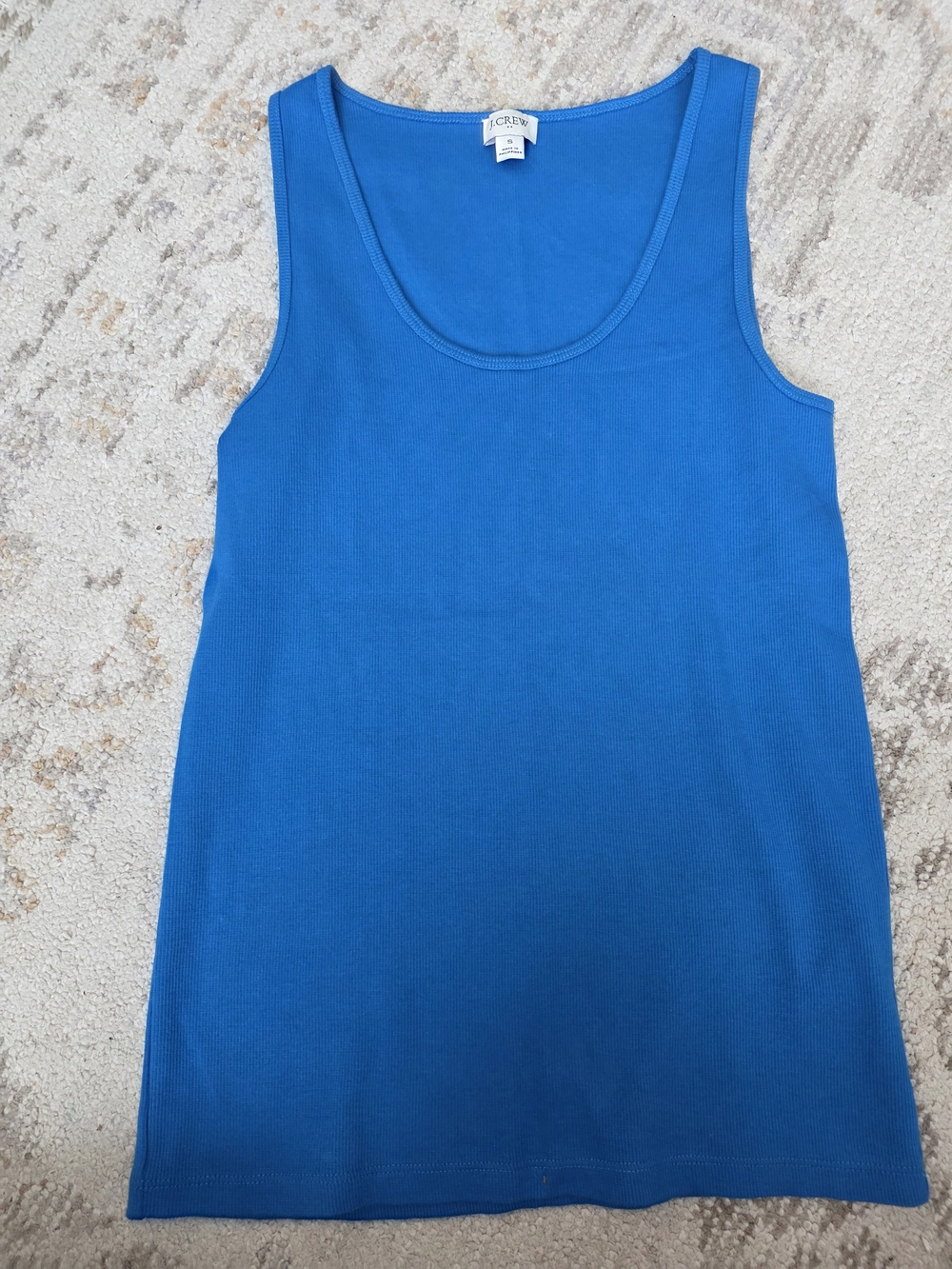 J. Crew Bright Blue Ribbed Scoop Tank